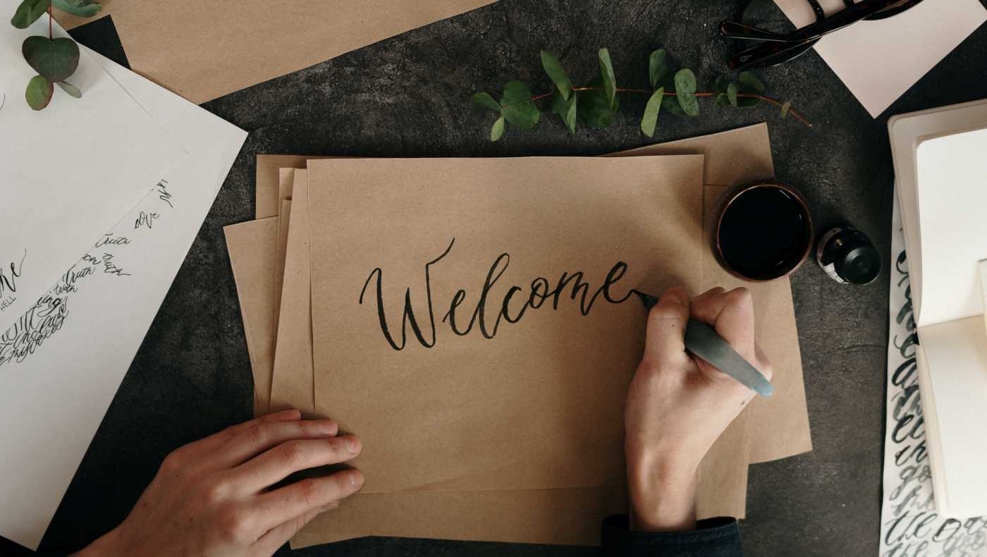 Papier Handschrift Welcome