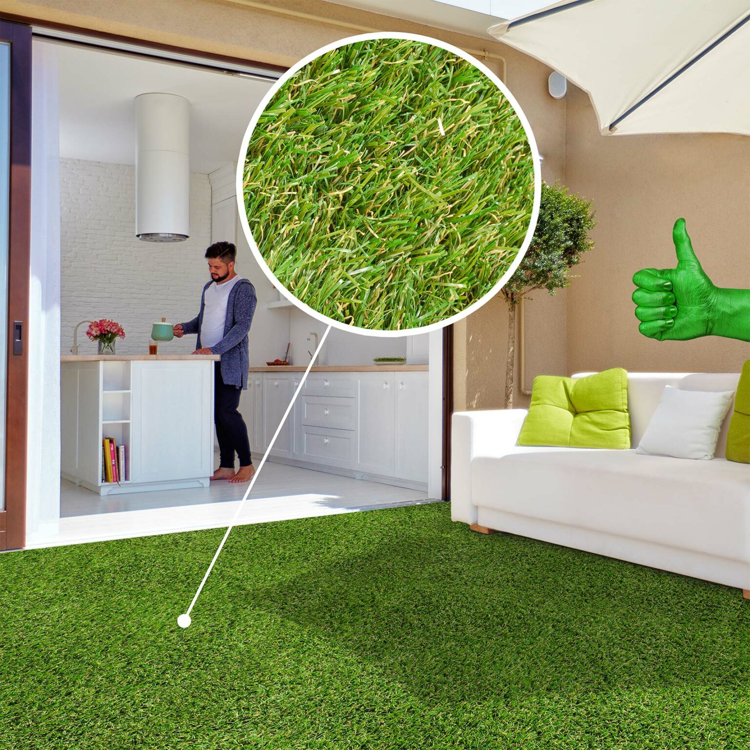 Kunstrasen Natura Rasenteppich künstlicher Rasen Grün Garten Balkon