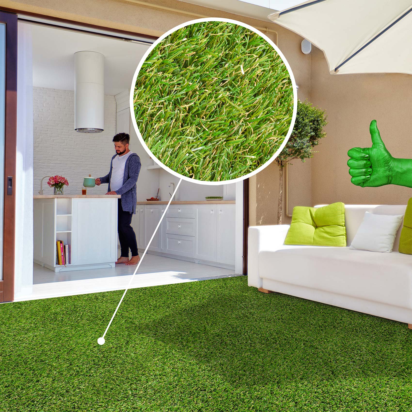 Kunstrasen Natura Rasenteppich künstlicher Rasen Grün Garten Balkon