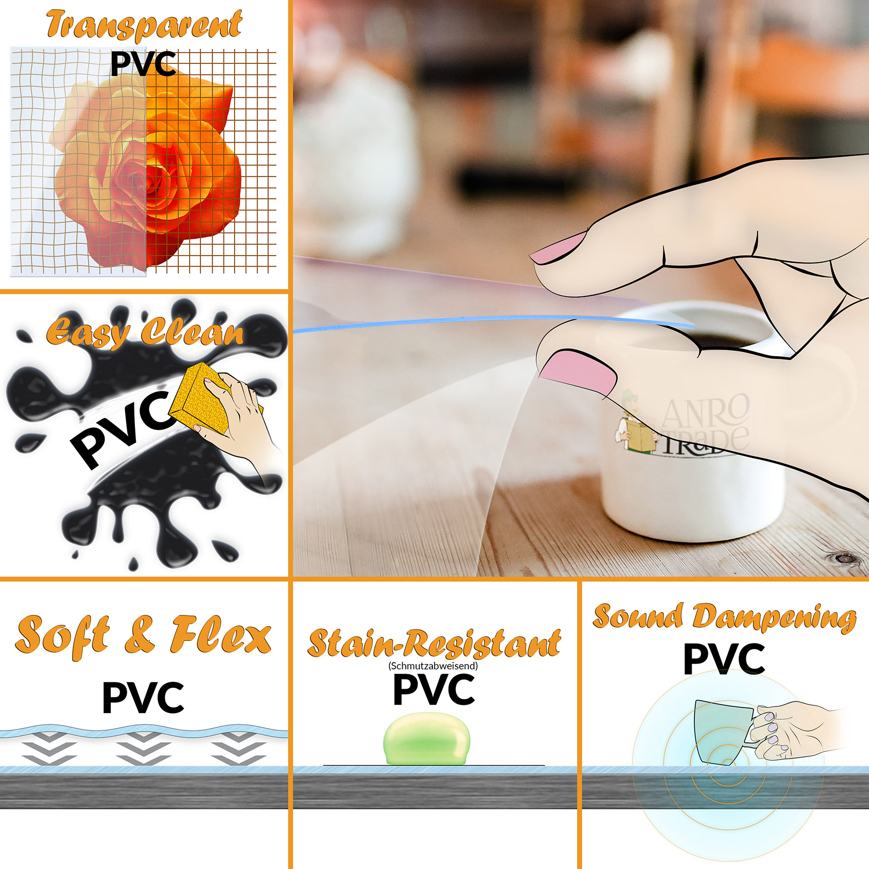 VEVOR Tischfolie Tischschutz Transparent 1,5 mm Dicke, Tischschutz