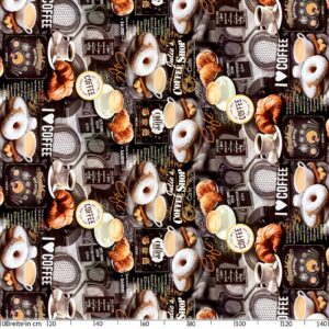 Wachstuch Tischdecke abwaschbar Wachstischdecke Coffee Kaffee Croissant