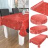 Weihnachtstischdecke Schneeflocken Rot abwaschbar Wachstuch Wachstuchtischdecke