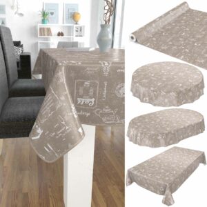 abwaschbare Tischdecke Cafe Bistrot Beige  Wachstuch Wachstuchtischdecke