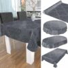 Wachstuchtischdecke Rankenmuster Uni Anthrazit abwaschbar Wachstuch Gartentischdecke