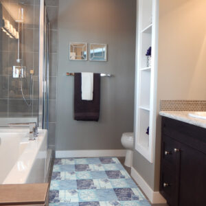 Badematte Weichschaummatte Badezimmermatte Maritim Blau Breite 65cm Meterware