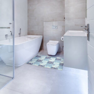 Badematte Weichschaummatte Badezimmermatte Maritim Blau Breite 65cm Meterware