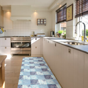 Badematte Weichschaummatte Badezimmermatte Maritim Blau Breite 65cm Meterware