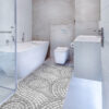 Badematte Weichschaummatte Bad Mosaiksteine Steine in Grau Breite 65cm Meterware