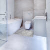Badematte Weichschaummatte Bad Mosaiksteine Steine in Grau Breite 65cm Meterware