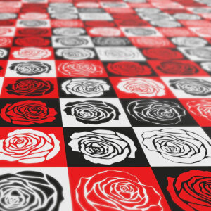 Wachstischdecke abwaschbar Rosen PopArt Retro Style Rot Schwarz Weiß Wachstuch Wachstuchtischdecke