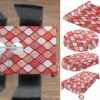 abwaschbare Tischdecke Gold Rot Weiss Crochet Tropfen Wachstuch Wachstuchtischdecke