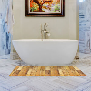 Badematte Badeteppich beige Natur Holz Breite 65cm Weichschaummatte von der Rolle Badvorleger