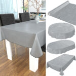 Tischdecke Punkte Relief Textiloptik Silber abwischbar Wachstuch Wachstuchtischdecke