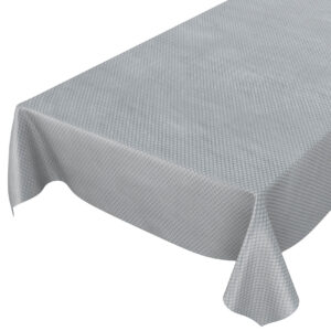 Tischdecke Punkte Relief Textiloptik Silber abwischbar Wachstuch Wachstuchtischdecke