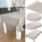 Tischdecke Barock Rankenmuster Beige abwaschbar Wachstuch Wachstuchtischdecke