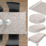 Tischdecke Barock Rankenmuster Beige abwaschbar Wachstuch Wachstuchtischdecke