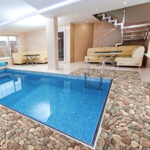 Badematte Weichschaummatte Kieselsteine Mehrfarbig Breite 80cm Meterware Schaummatte Bad