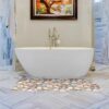 Badematte Weichschaummatte Badläufer Steine Kiesel Mehrfarbig Breite 65cm Meterware