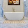Badematte Weichschaummatte Badläufer Jute Marine Seil Beige Breite 65cm Meterware