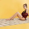 Badematte Weichschaummatte Badläufer Jute Marine Seil Beige Breite 65cm Meterware