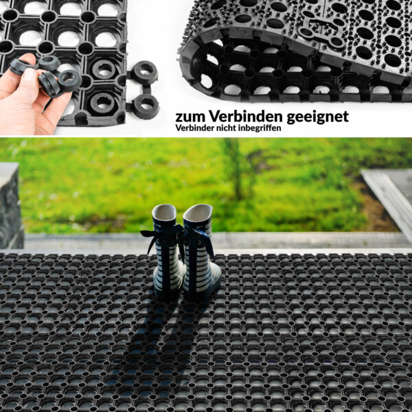 Ringgummimatte Meterware Ringmatte Wabenmatte Gummimatte Schwarz Breite 100cm