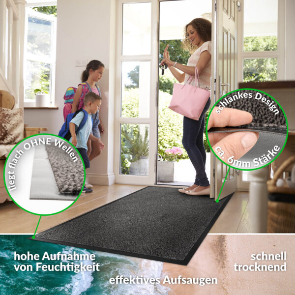 Fußabtreter Türteppich Schmutzfangmatte Home Business Mehrfarbig – Anthrazit, 40x60cm