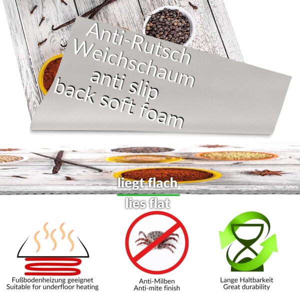 Küchenläufer isolierend Boden Läufer abwaschbar Textil + PVC rutschfest Gewürze Mehrfarbig 50cm Breit – 100cm