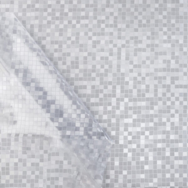Durchsichtige Tischdecke Karo Klein 0,2 mm Halb-Transparent Glasklar, transparent – 100x137cm, Schnittkante
