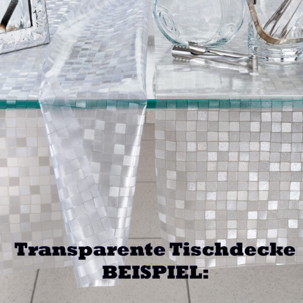 Durchsichtige Tischdecke Karo Klein 0,2 mm Halb-Transparent Glasklar, transparent – 100x137cm, Schnittkante