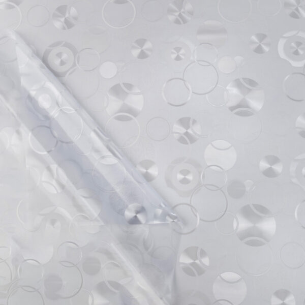 Durchsichtige Tischdecke Kreise 0,2 mm Halb-Transparent Glasklar, transparent – 100x137cm, Schnittkante