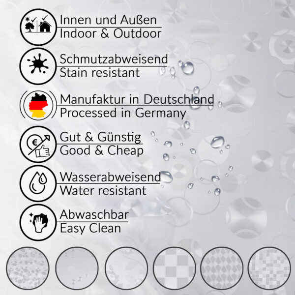 Durchsichtige Tischdecke Kreise 0,2 mm Halb-Transparent Glasklar, transparent – 100x137cm, Schnittkante