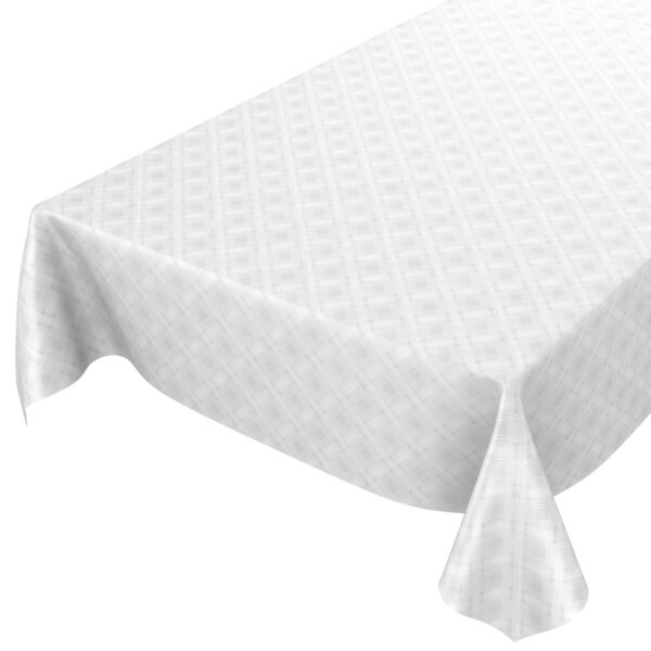 Wachstischdecke Wachstuch Tischdecke abwaschbar Weiß Karo Einfarbig Reliefdruck – 100x140cm, Schnittkante