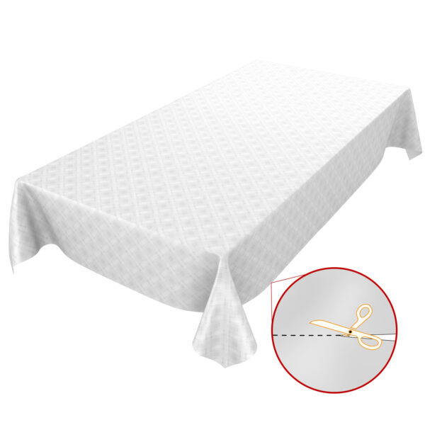 Wachstischdecke Wachstuch Tischdecke abwaschbar Weiß Karo Einfarbig Reliefdruck – 100x140cm, Schnittkante