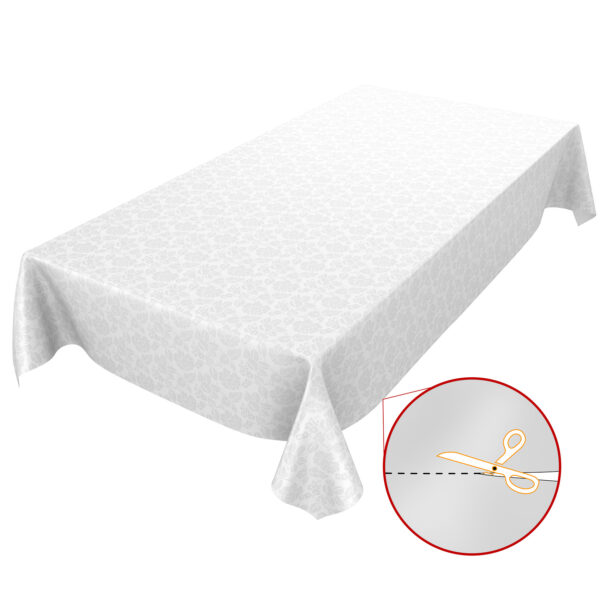 Wachstischdecke Wachstuch Tischdecke abwaschbar Blumen Weiß Einfarbig Reliefdruck – 100x140cm, Schnittkante