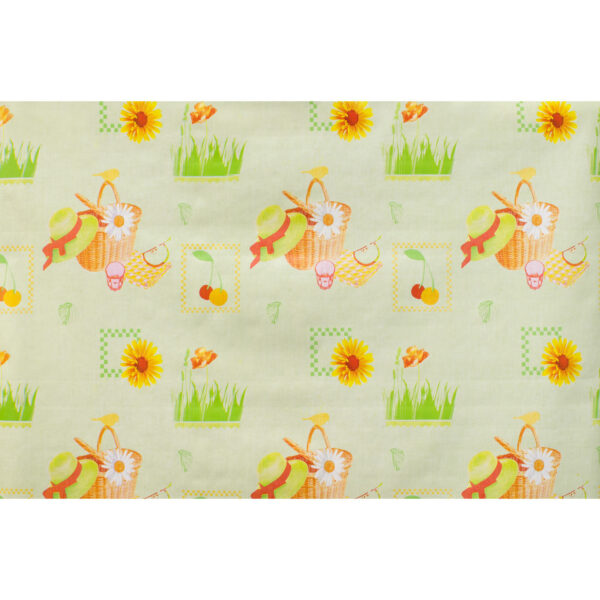 Wachstischdecke Wachstuch Tischdecke abwaschbar Picknick Korb Hellgrün – 260x140cm, Schnittkante