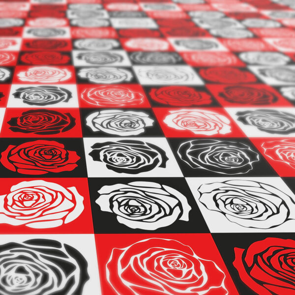 Wachstischdecke abwaschbar Rosen PopArt Retro Style Rot Schwarz Weiß Wachstuch Wachstuchtischdecke – Biertisch 240x70cm, Paspelband (Eingefasst)