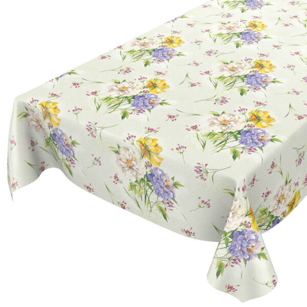 Tischdecke Blumen Straus Grün abwischbar Wachstuch Wachstuchtischdecke – 100x140cm, Schnittkante