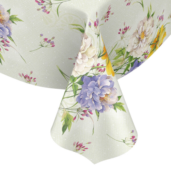 Tischdecke Blumen Straus Grün abwischbar Wachstuch Wachstuchtischdecke – 100x140cm, Schnittkante