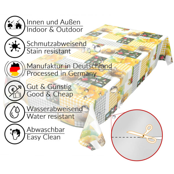 Wachstuch Tischdecke abwaschbar Karo Ostern Eier Küken Fotoprint – 100x140cm, Schnittkante