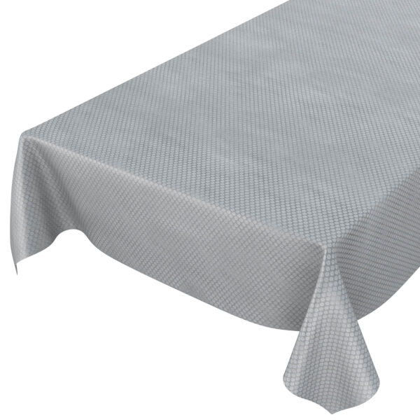 Tischdecke Punkte Relief Textiloptik Silber abwischbar Wachstuch Wachstuchtischdecke – 100x140cm, Schnittkante