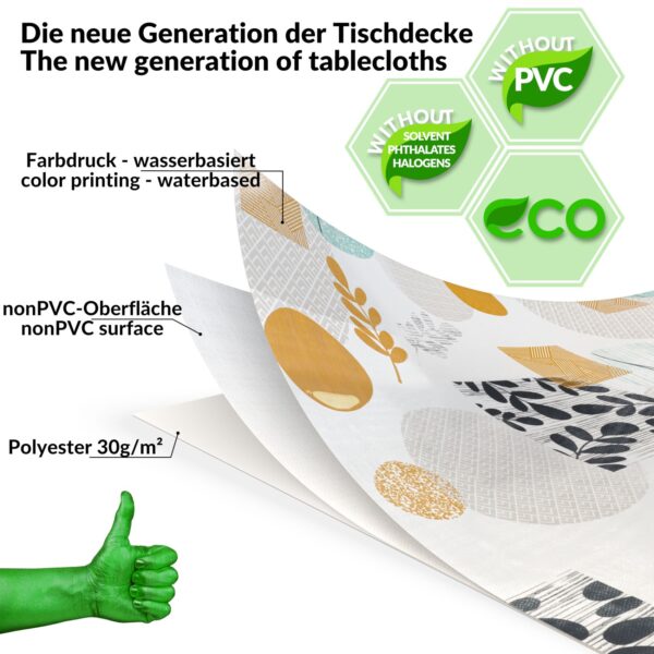 Wachstuch Tischdecke abwaschbar Wachstischdecke Louise PVC frei abwaschbar – 100x137cm, Schnittkante