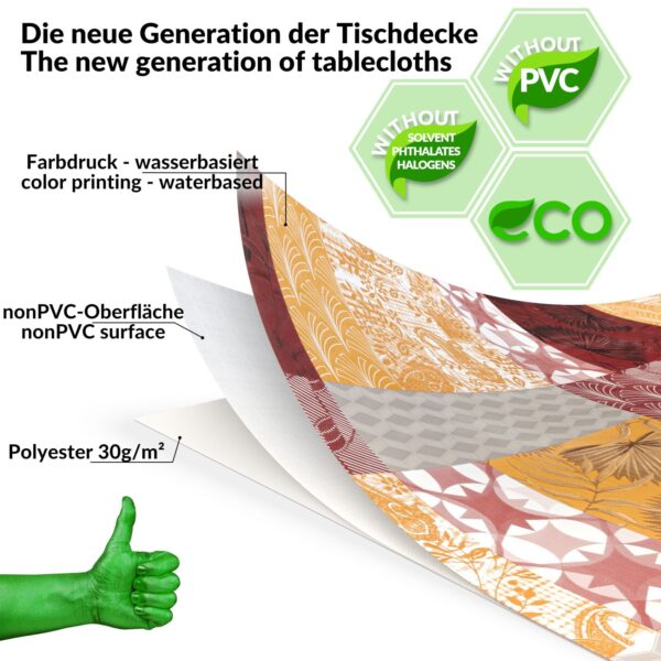 Wachstuch Tischdecke abwaschbar Wachstischdecke Chloe PVC frei – 100x137cm, Schnittkante