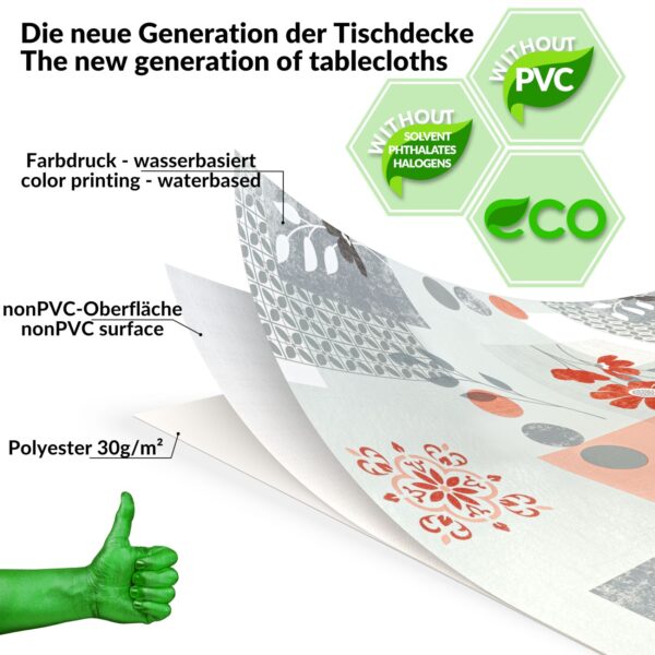 Wachstuch Tischdecke abwaschbar Wachstischdecke Lola PVC frei – 100x137cm, Schnittkante