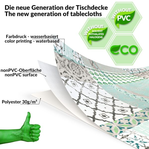 Wachstuch Tischdecke abwaschbar Wachstischdecke Alice PVC frei – 100x137cm, Schnittkante