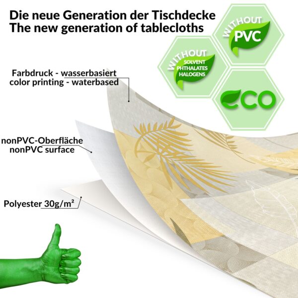 Wachstuch Tischdecke abwaschbar Wachstischdecke Lina PVC frei – 100x137cm, Schnittkante