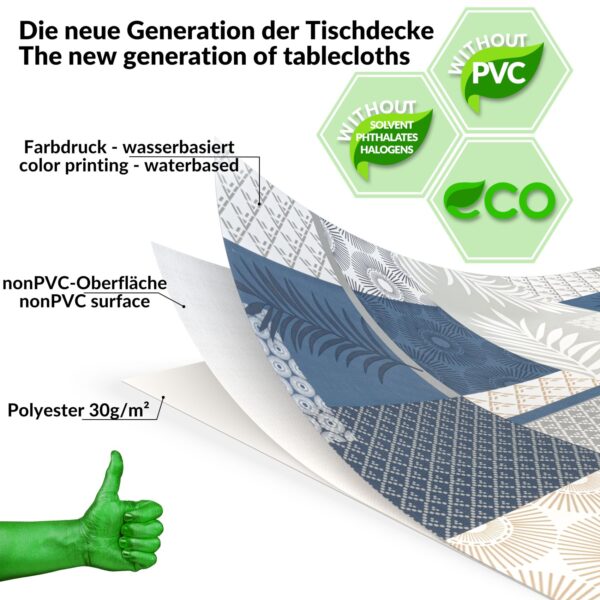 Wachstuch Tischdecke abwaschbar Wachstischdecke Camille PVC frei – 100x137cm, Schnittkante
