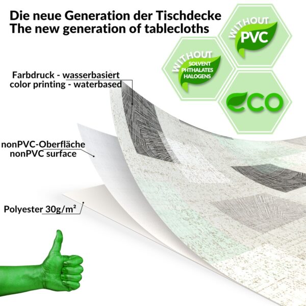 Wachstuch Tischdecke abwaschbar Wachstischdecke Josefine PVC frei – 100x137cm, Schnittkante
