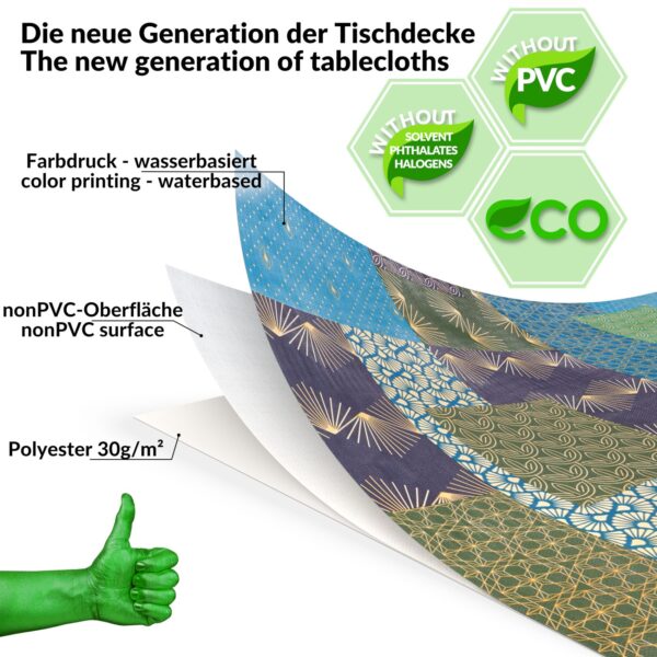Wachstuch Tischdecke abwaschbar Wachstischdecke Marie PVC frei – 100x137cm, Schnittkante