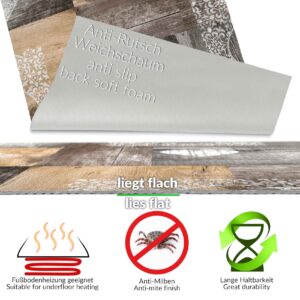 Küchenläufer PVC rutschfest abwaschbar Rustikal Holz Herz Liebe Braun 50cm Breit