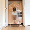Kinder Tritthocker aus Holz mit Motiv Mommy Helper Beige